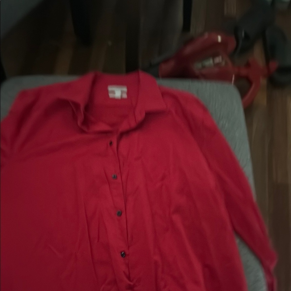 Le Chateau Red Slim Fit Casual Button Down Shirt Cotton
